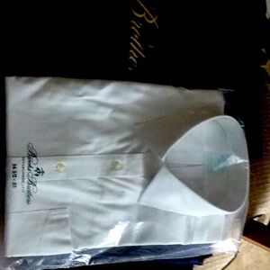Men’s Slim fit Brooks Bros white long sleeve dress shirts.